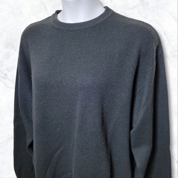 Studio GA Wool Cashmere Grey Long Sleeve Crew Neck Ribbed Sweater - Picture 5 of 7